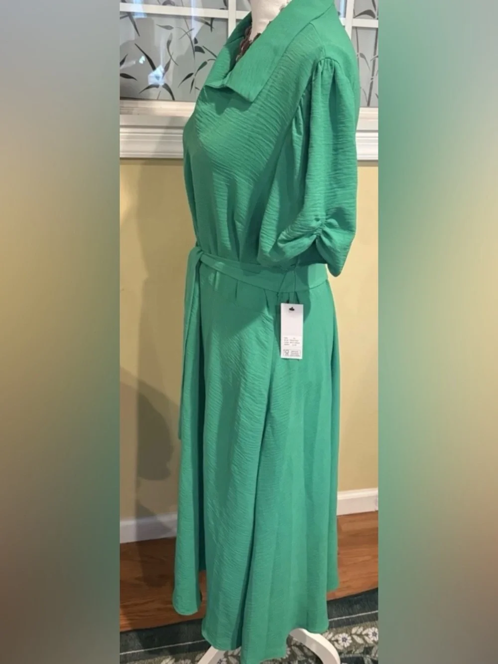 DKNY Green Belted V-Neck Women's Dress Size 16 - Picture 3 of 8
